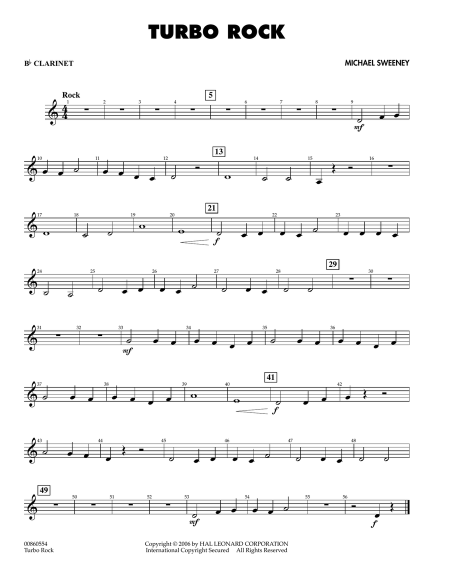 Turbo Rock - Bb Clarinet Turbo Rock - Bb Clarinet Concert Band scores gallery preview page 1