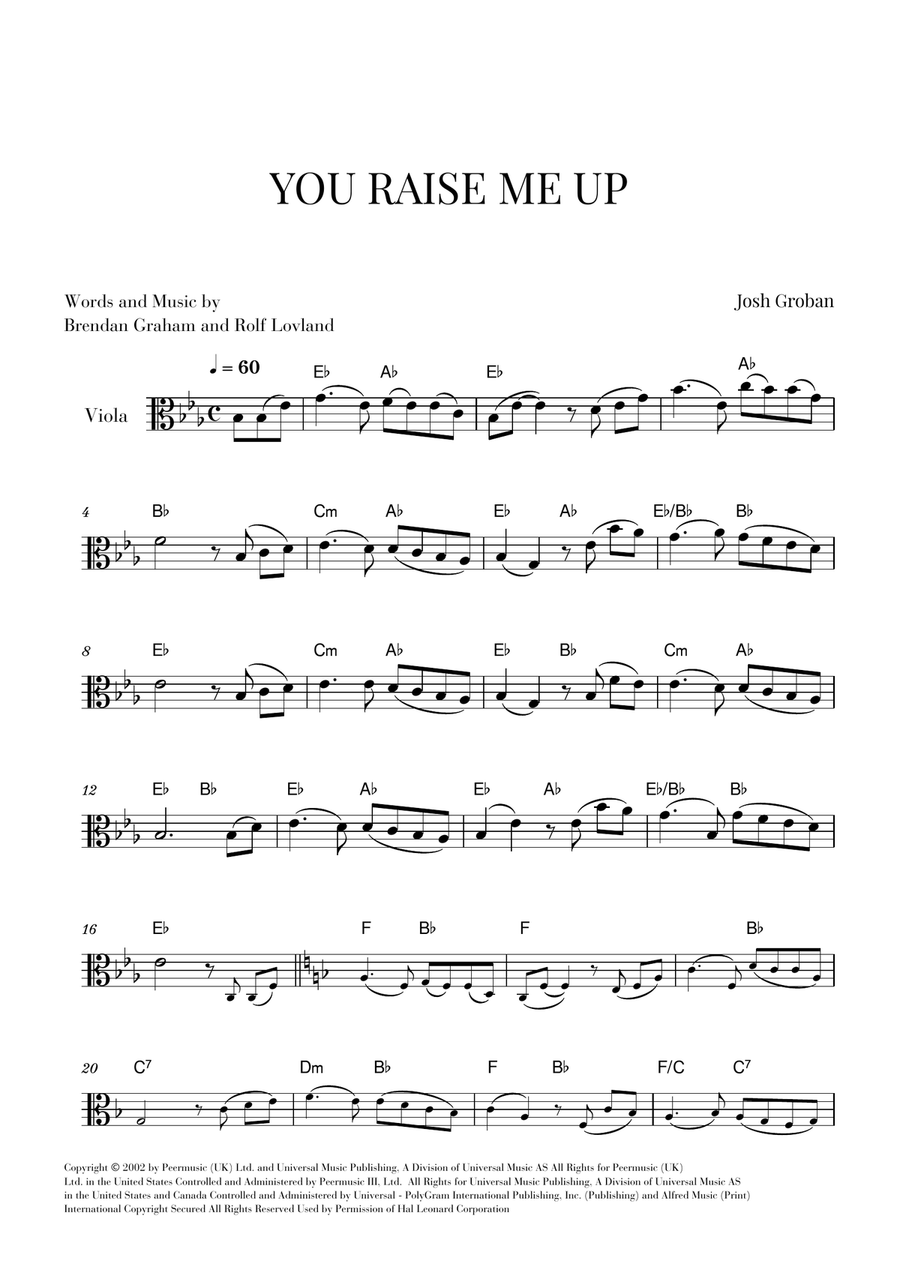 You Raise Me Up Viola Solo scores gallery preview page 1