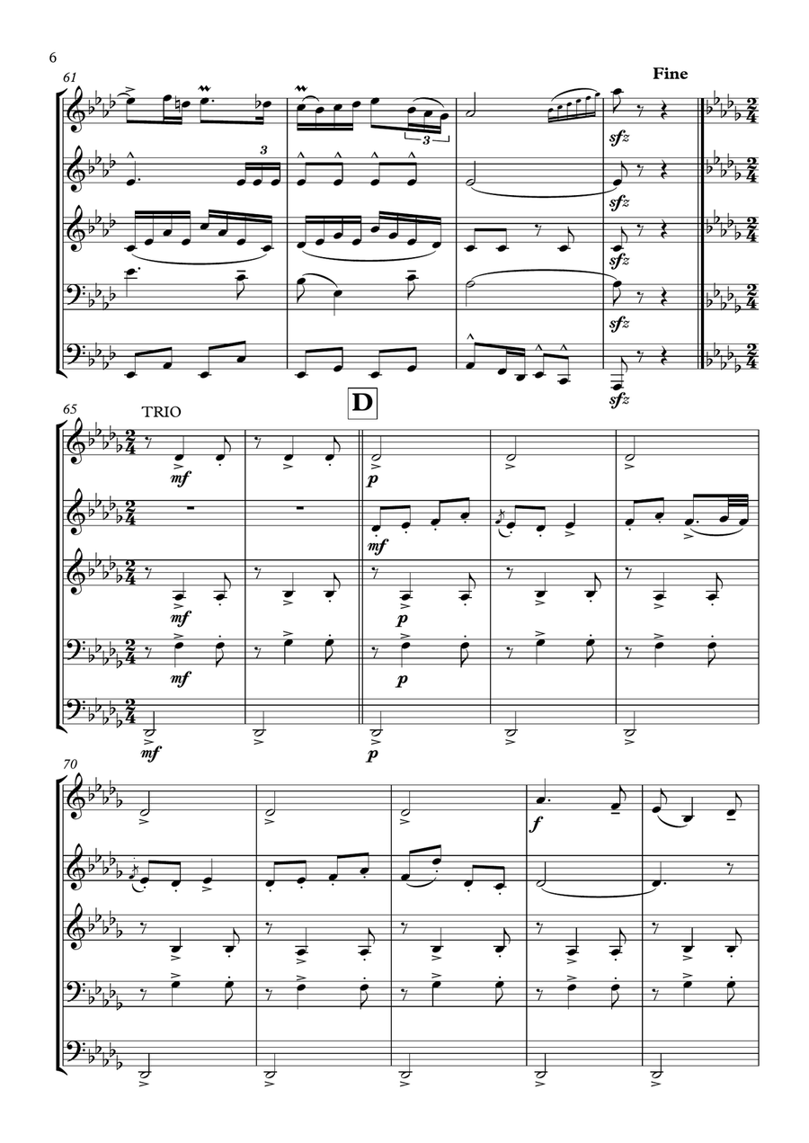 Valdresmarsjen / The Valdres March Brass Ensemble scores gallery preview page 6