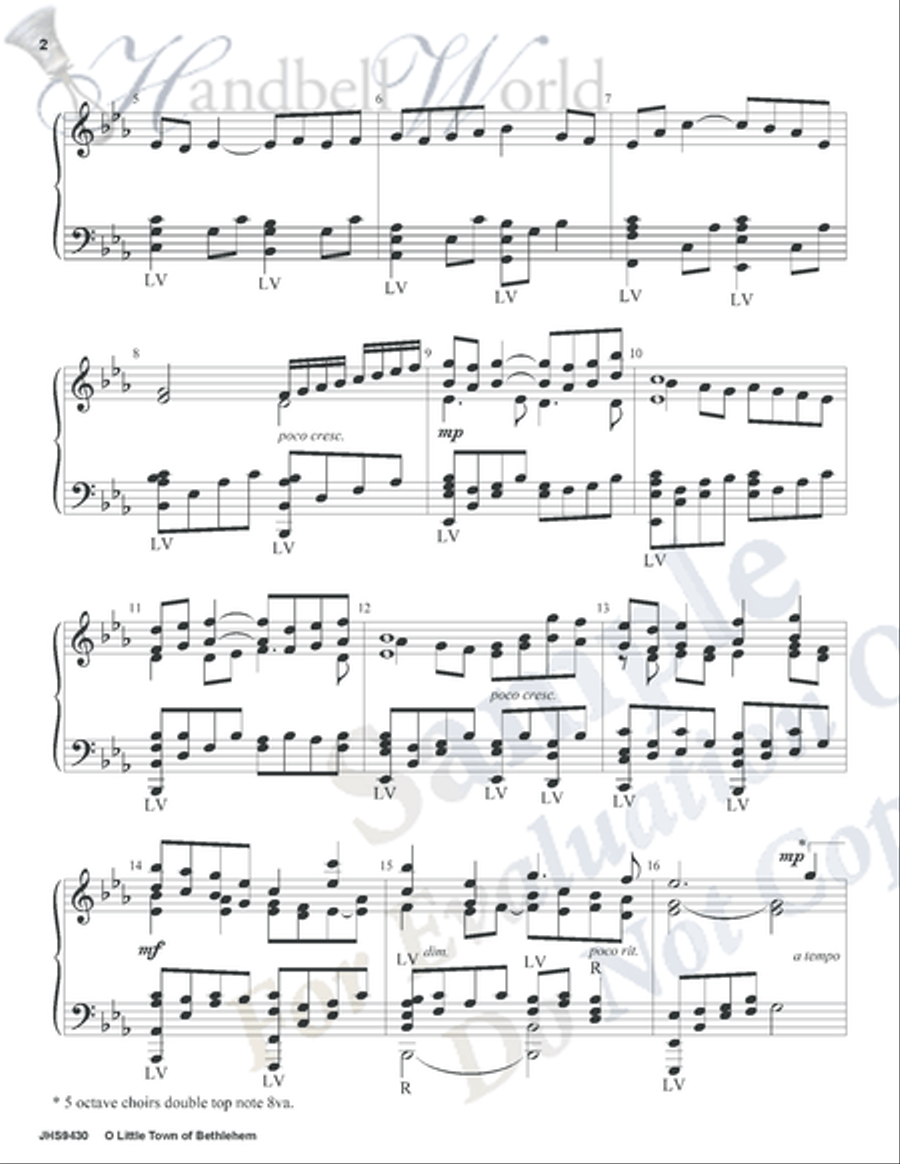 O Little Town of Bethlehem Handbell Choir scores gallery preview page 2