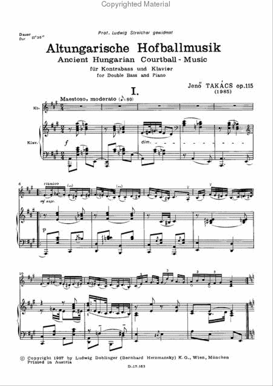Altungarische Hofballmusik op. 115 Double Bass scores gallery preview page 2
