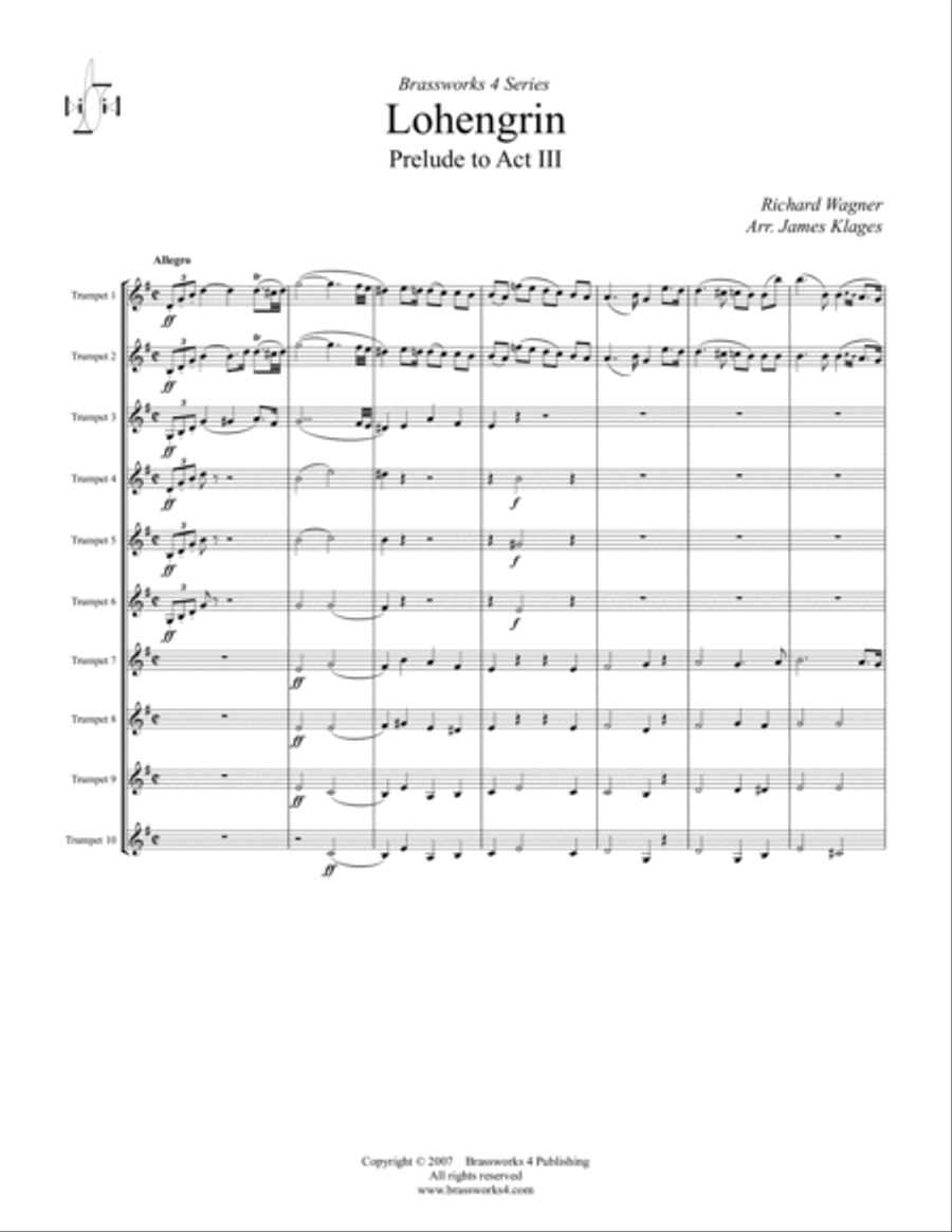 Lohengrin - Prelude to Act III Trumpet scores gallery preview page 2