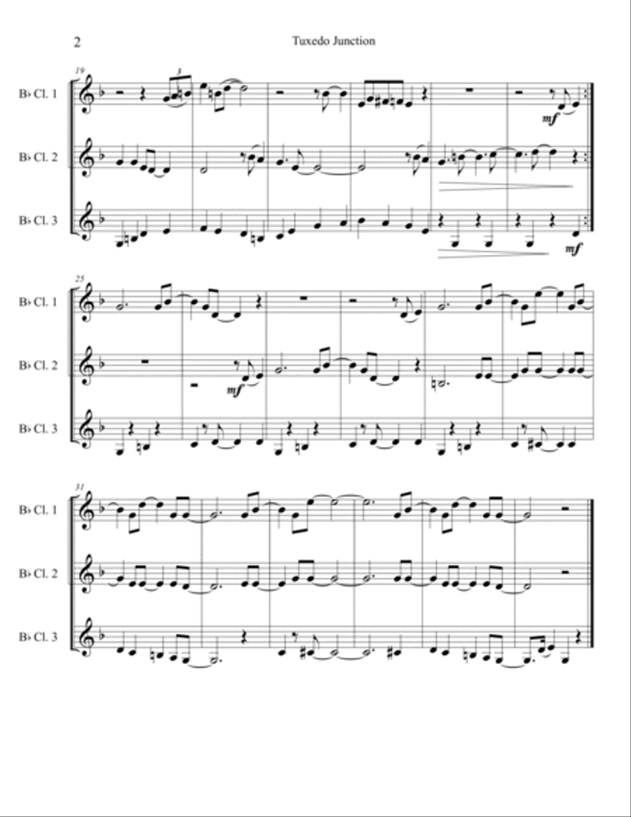 Tuxedo Junction Clarinet Trio scores gallery preview page 2