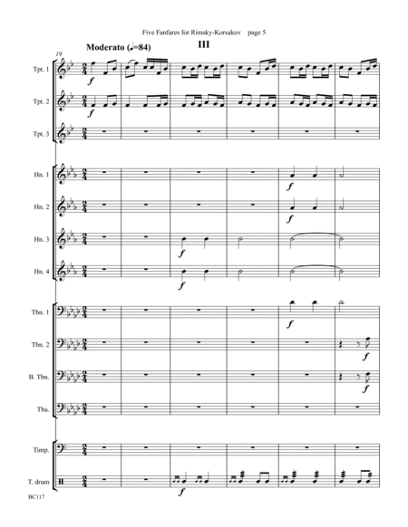 Five Fanfares for Rimsky-Korsakov for Brass Choir image number null
