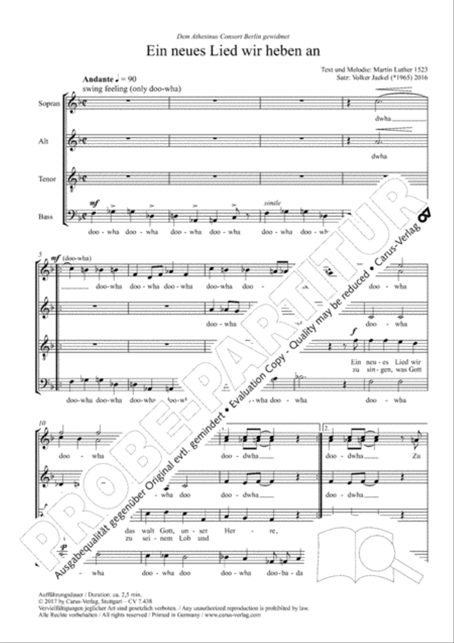 Ein neues Lied wir heben an SSATB scores gallery preview page 3