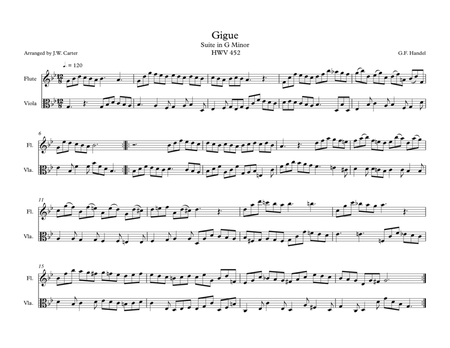 Gigue from Keyboard Suite in G Min. for Flute & Viola Duet image number null