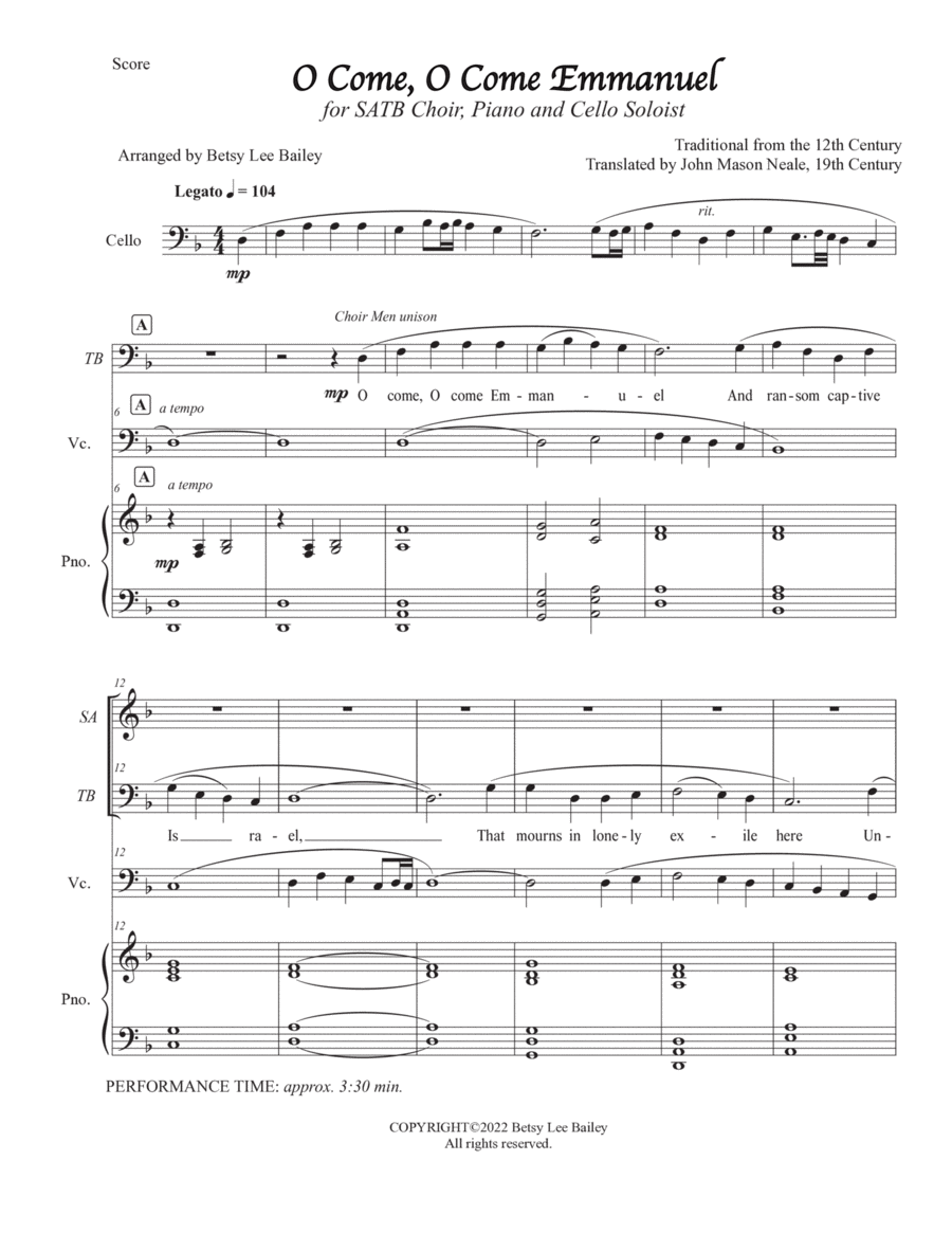 O Come, O Come Emmanuel O Come, O Come Emmanuel 4-Part scores gallery preview page 1