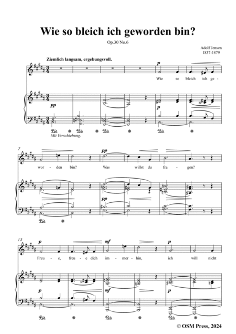 A. Jensen-Wie so bleich ich geworden bin?,Op.30 No.6,in B Major Voice scores gallery preview page 3