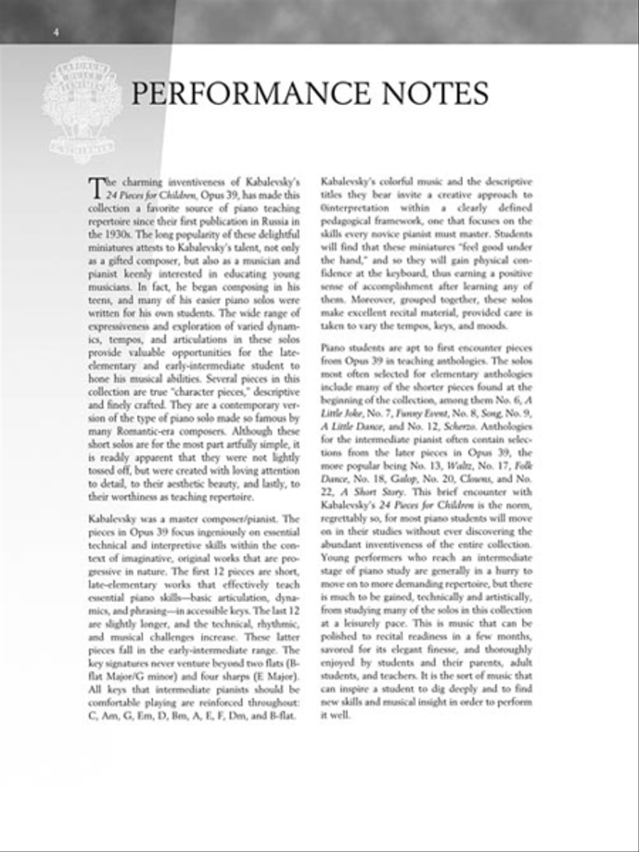 Kabalevsky – 24 Pieces for Children, Opus 39 Piano Solo scores gallery preview page 5