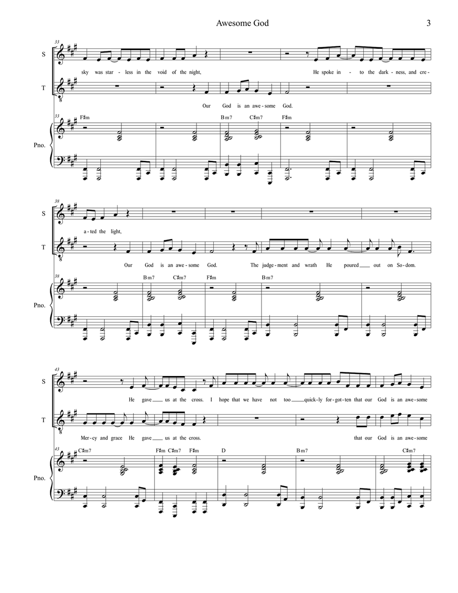 Awesome God Tenor Voice scores gallery preview page 3