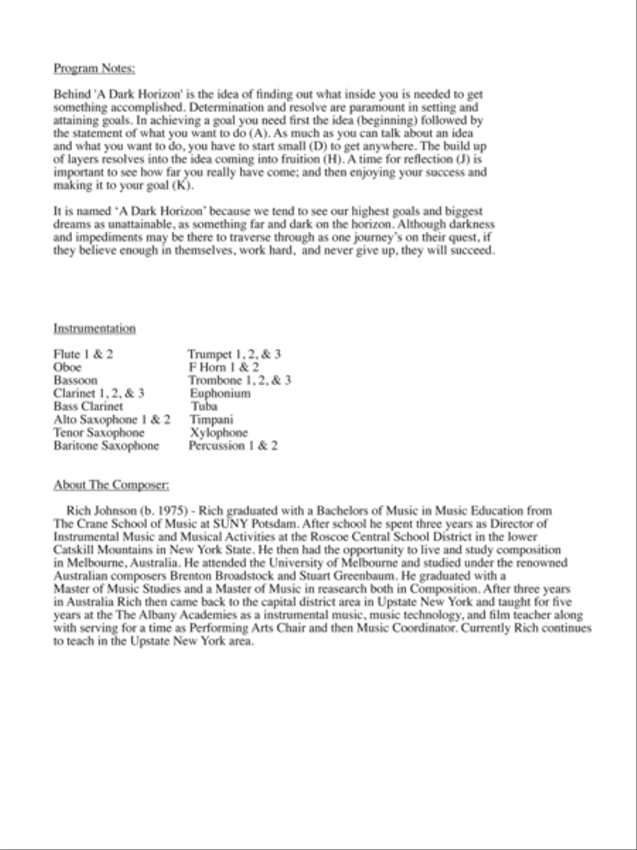 A Dark Horizon Concert Band scores gallery preview page 2