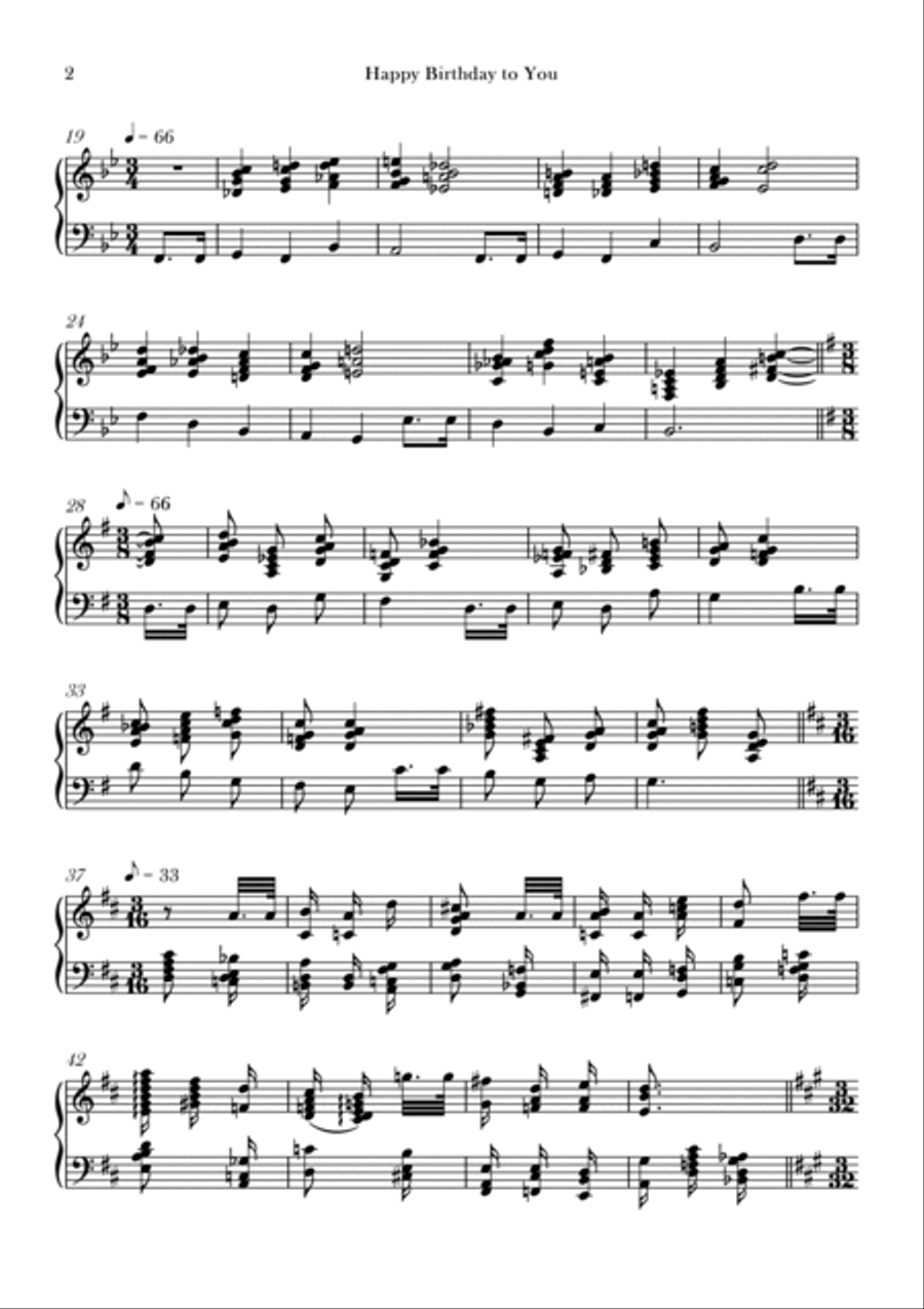 happy birthday to you Piano Method scores gallery preview page 2