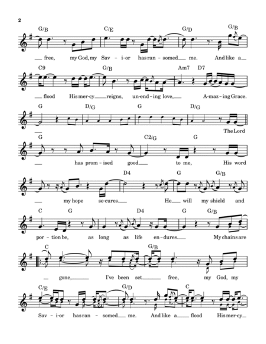 Amazing Grace (my Chains Are Gone) Piano Solo scores gallery preview page 2