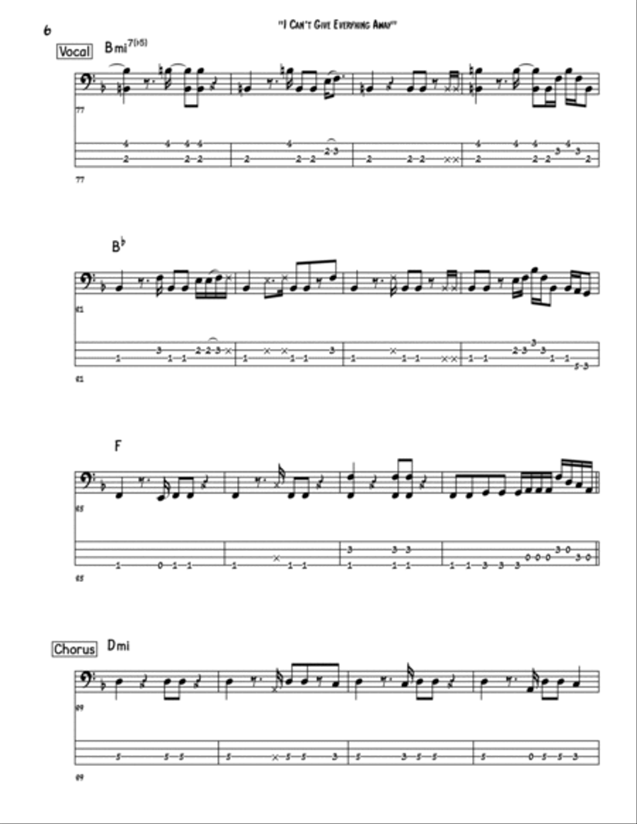 I Can't Give Everything Away Bass Guitar scores gallery preview page 6