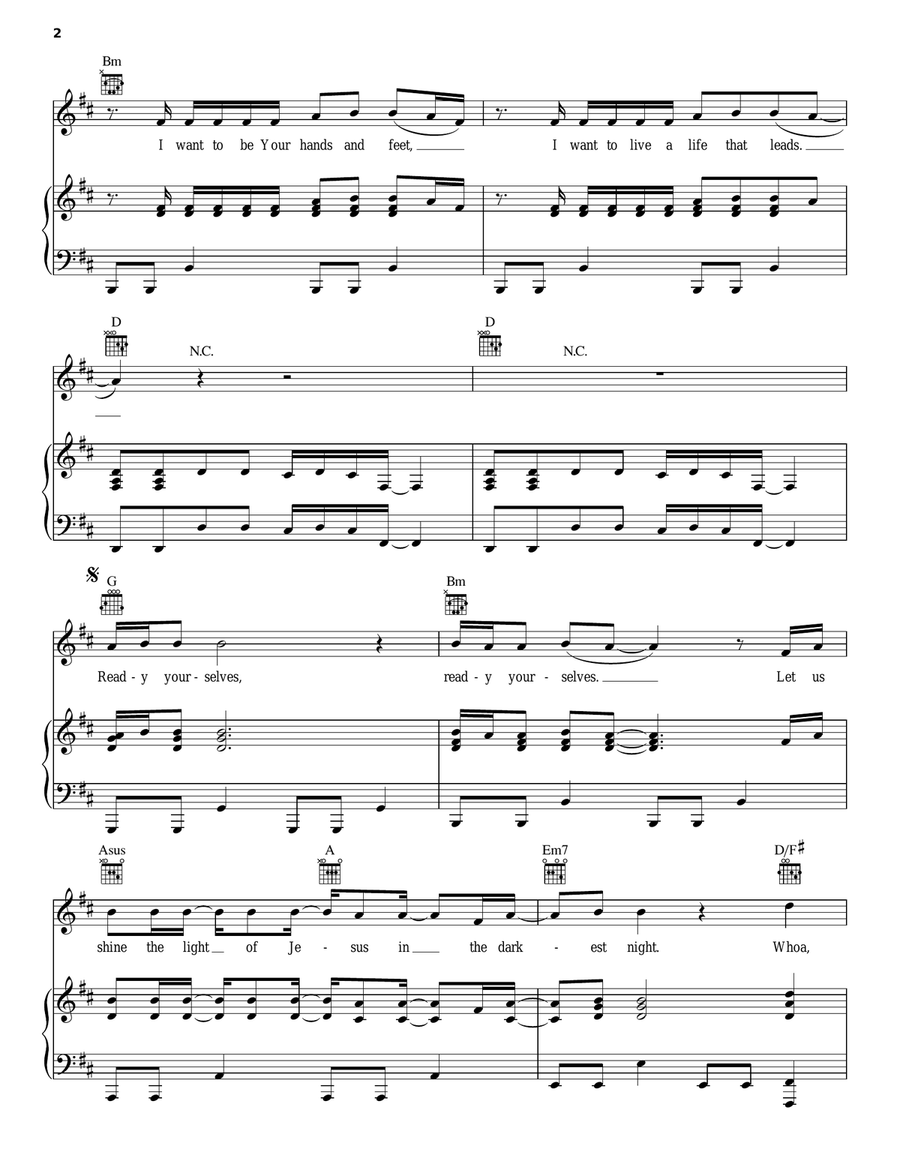 Until The Whole World Hears Piano, Vocal, Guitar scores gallery preview page 2