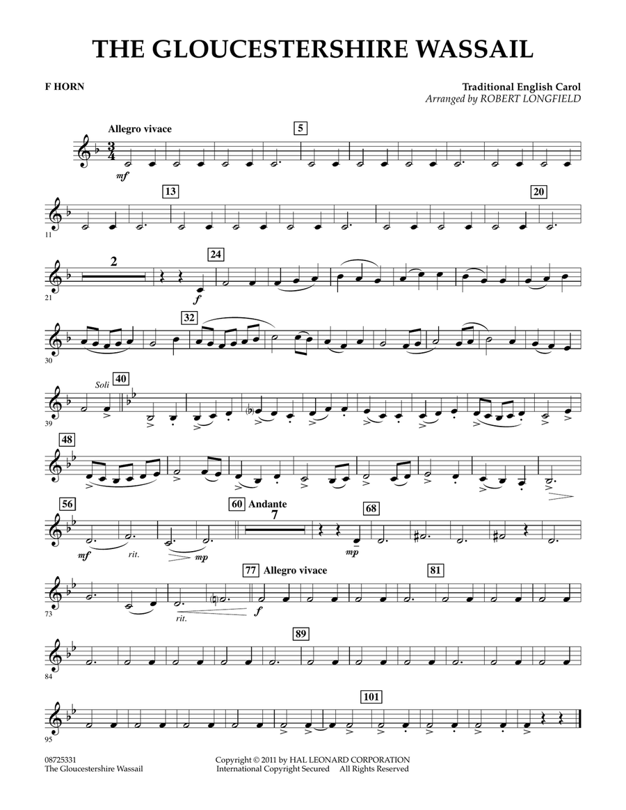The Gloucestershire Wassail - F Horn Concert Band scores gallery preview page 1