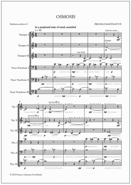 Osmosis for brass sextet - Score & parts