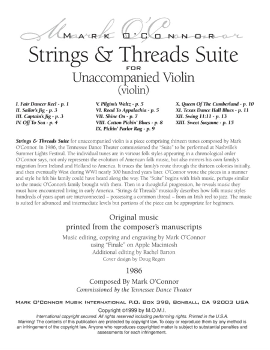 Strings & Threads Suite (for unaccompanied violin) Violin Solo scores gallery preview page 3