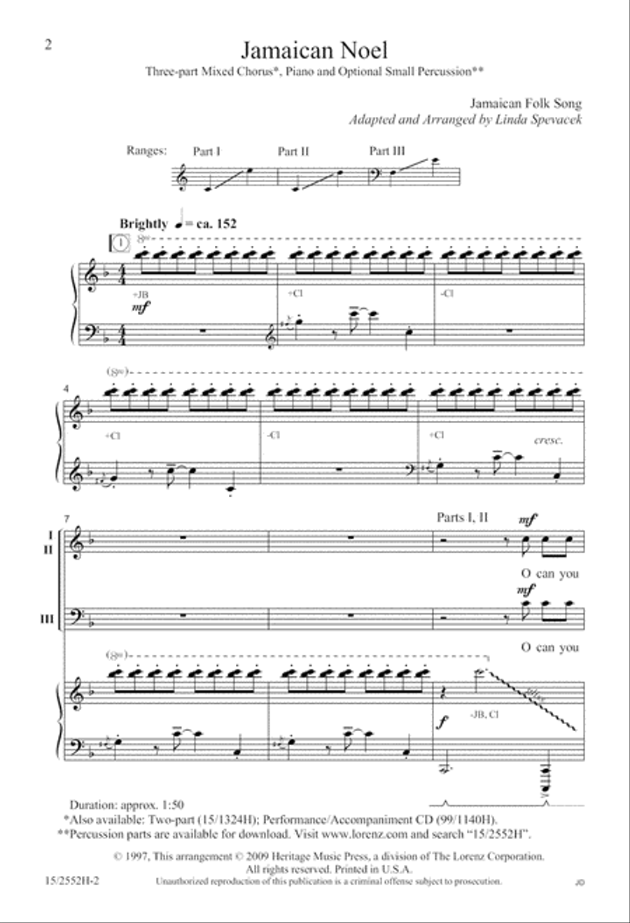 Jamaican Noel 3-Part scores gallery preview page 3