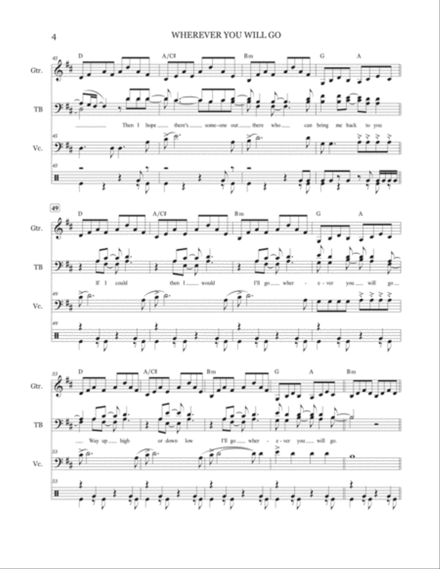 Wherever You Will Go TTBB scores gallery preview page 5