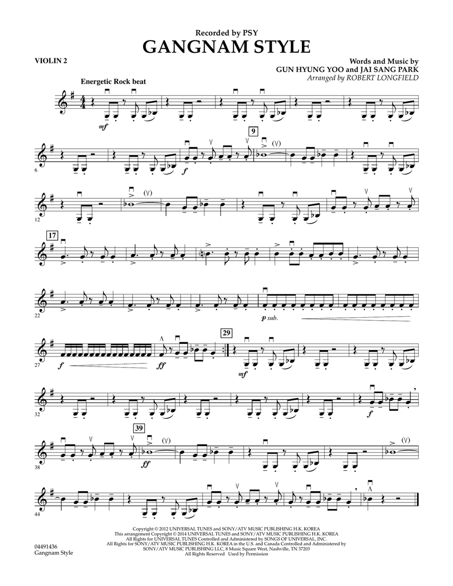 Gangnam Style - Violin 2 Orchestra scores gallery preview page 1