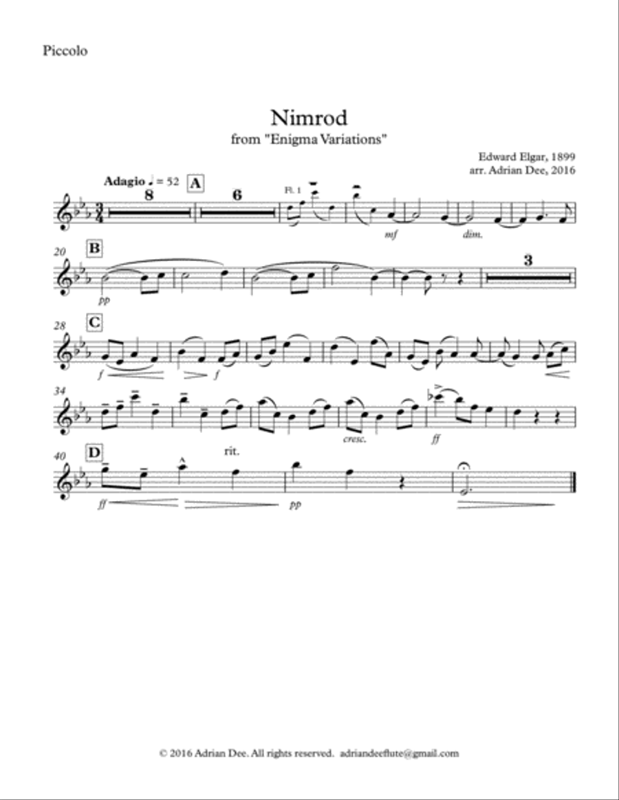 Nimrod, from Enigma Variations Flute Choir scores gallery preview page 6