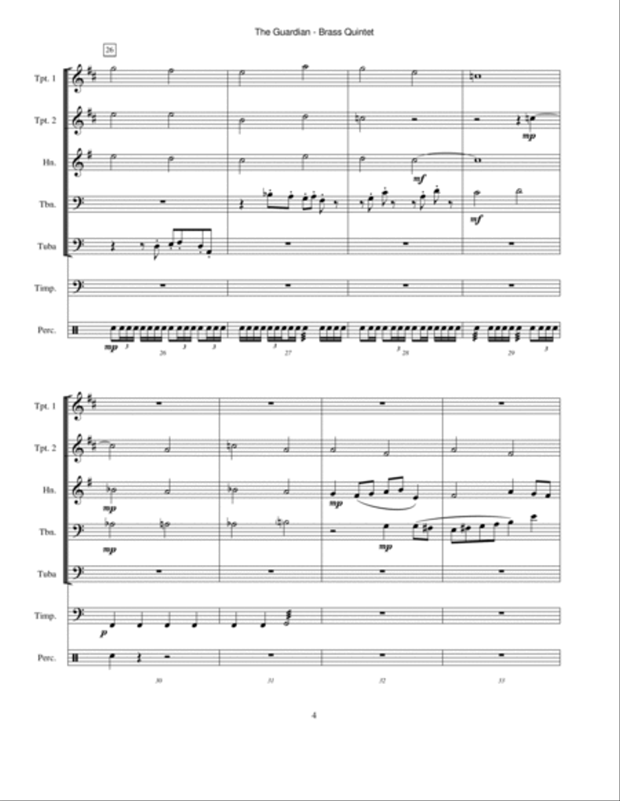 The Guardian (brass quintet version) Small Ensemble scores gallery preview page 4