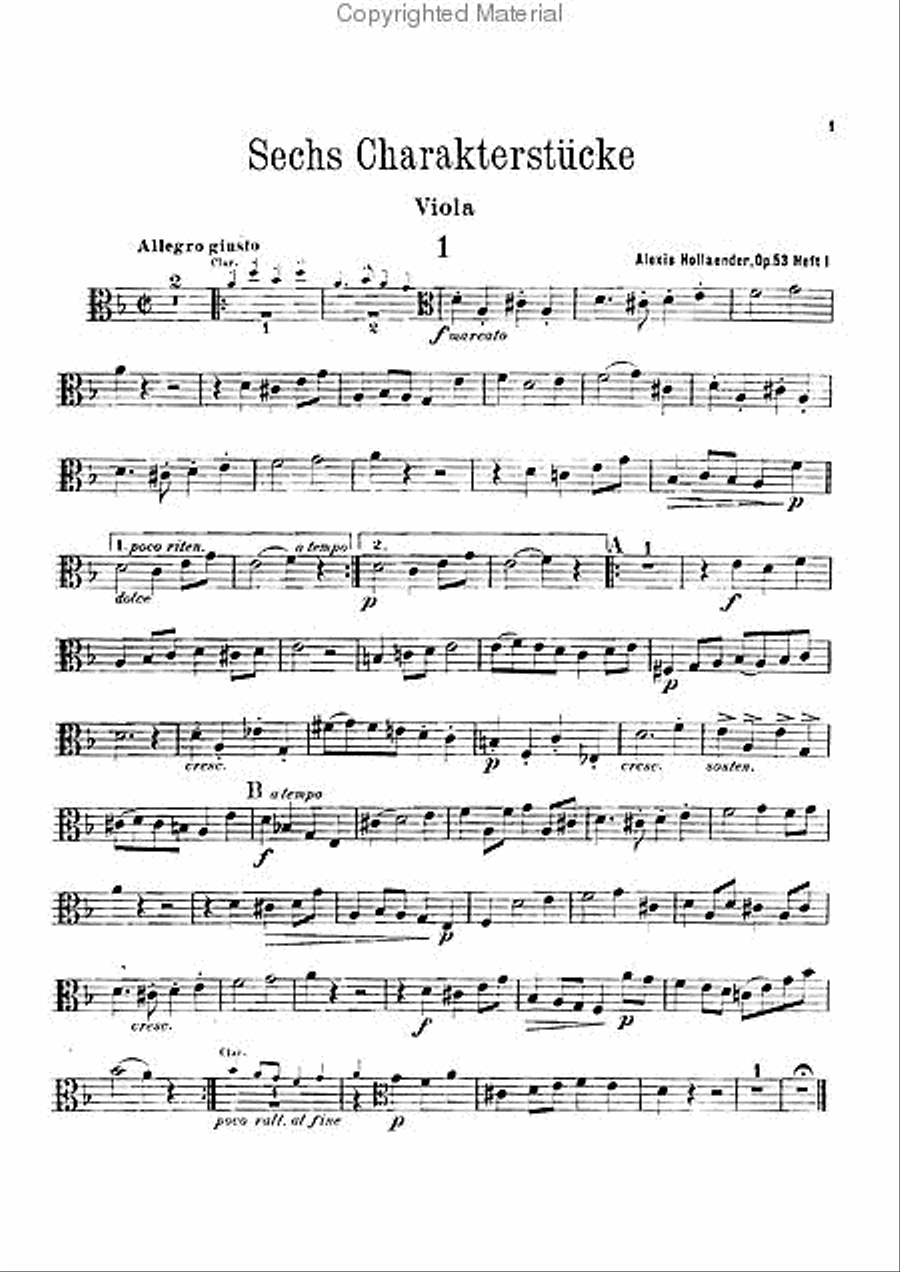 Sechs Charakterstucke, Op. 53 A Clarinet scores gallery preview page 5