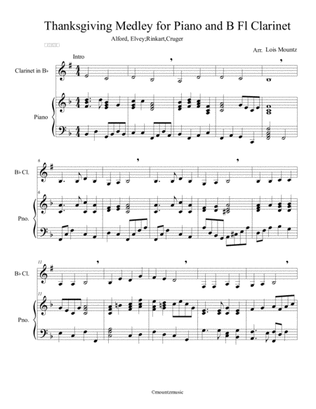 Thanksgiving Medley for piano and B fl Clarinet