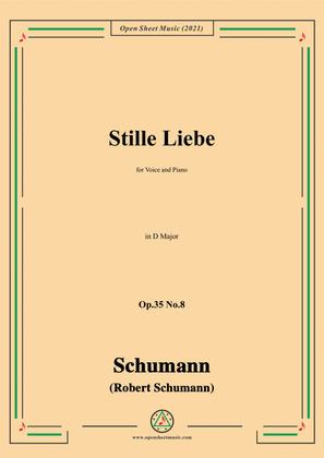 Book cover for Schumann-Stille Liebe,Op.35 No.8 in D Major