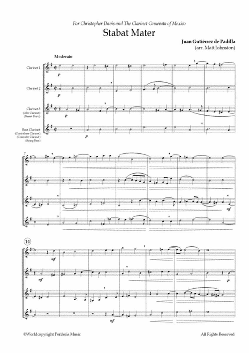 Stabat Mater for Clarinet Quartet (or Choir)