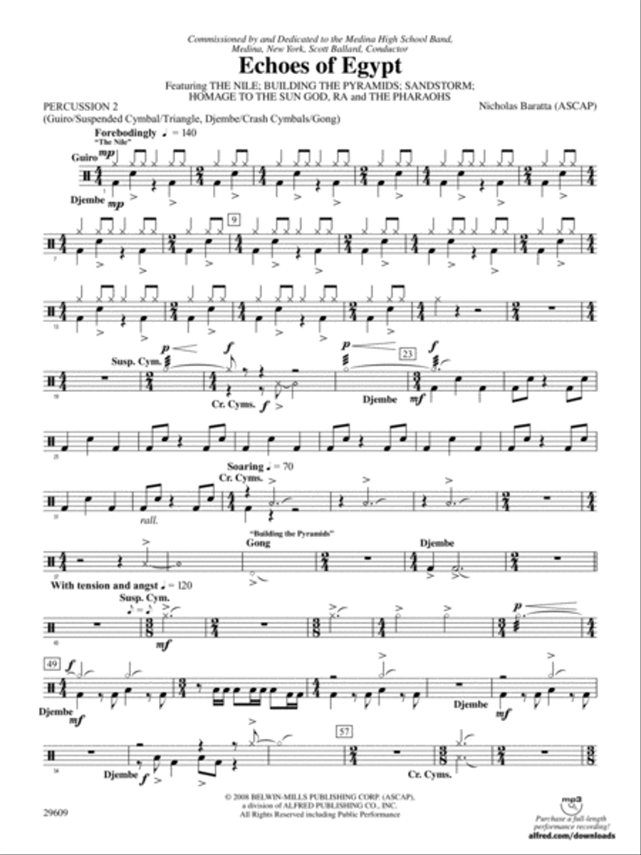 Echoes of Egypt: 2nd Percussion Concert Band scores gallery preview page 1