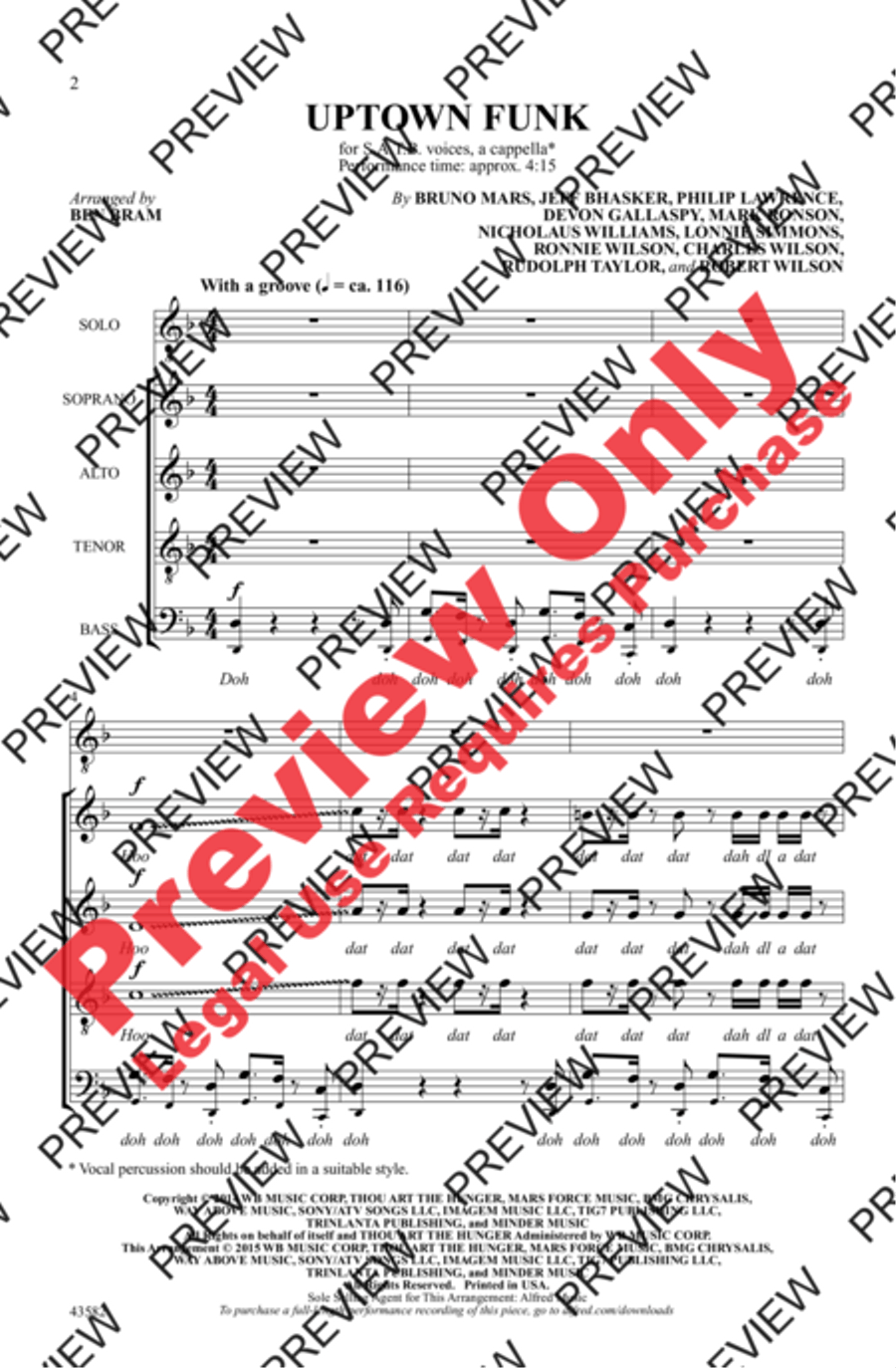 Uptown Funk Uptown Funk 4-Part scores gallery preview page 2