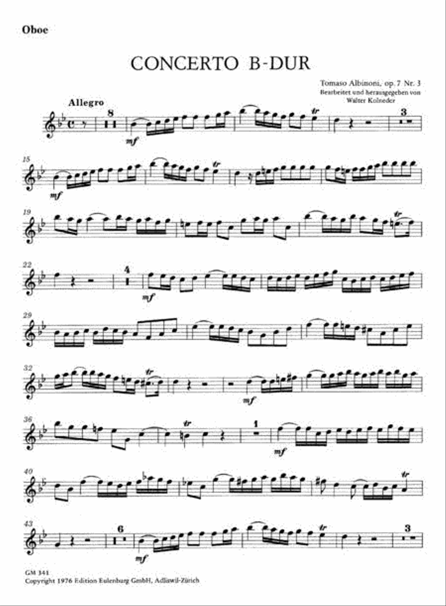 Oboe Concerto in B-flat Major Piano Accompaniment scores gallery preview page 3