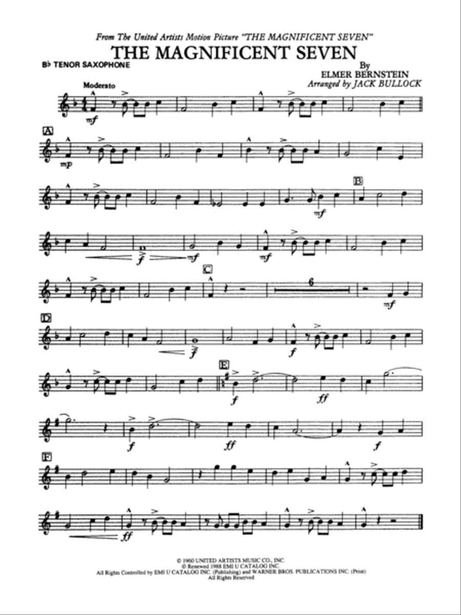 The Magnificent Seven: B-flat Tenor Saxophone Concert Band scores gallery preview page 1