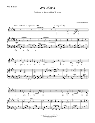 Ave Maria for Alto Voice and Piano
