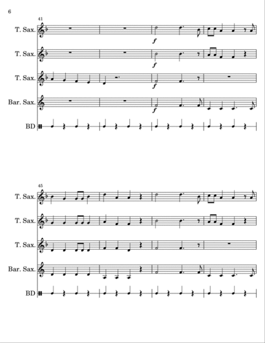 Wellerman Saxophone Quartet Saxophone Quartet scores gallery preview page 6