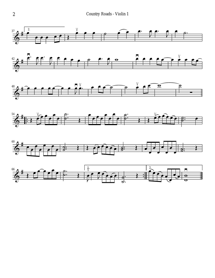 Take Me Home, Country Roads String Quartet scores gallery preview page 2
