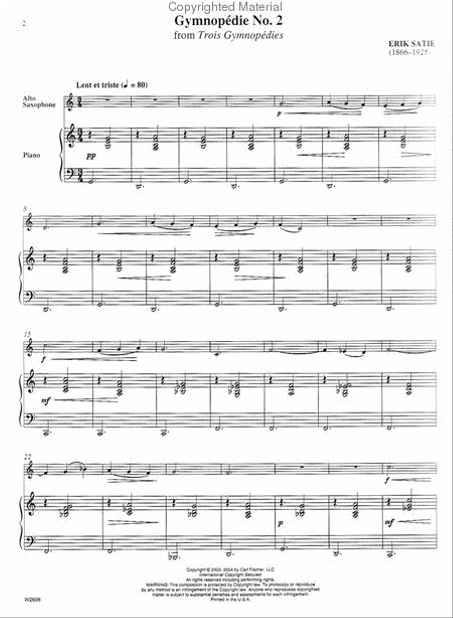 Gymnopédie No. 2 Alto Saxophone scores gallery preview page 2