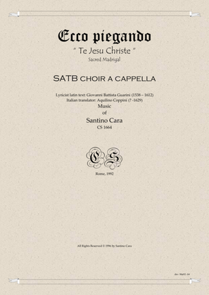 Ecco piegando - Sacred madrigal for SATB choir a cappella