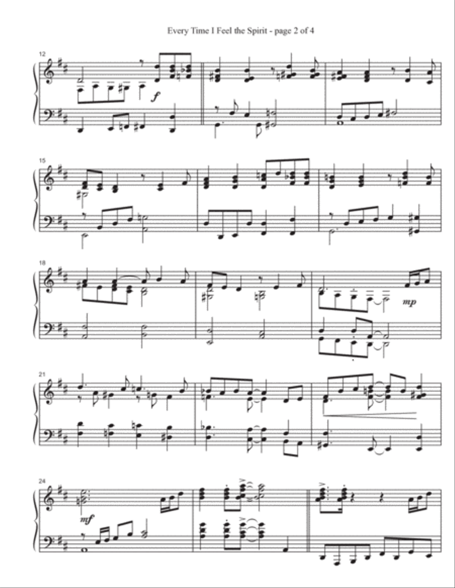 Every Time I Feel the Spirit Piano Solo scores gallery preview page 2
