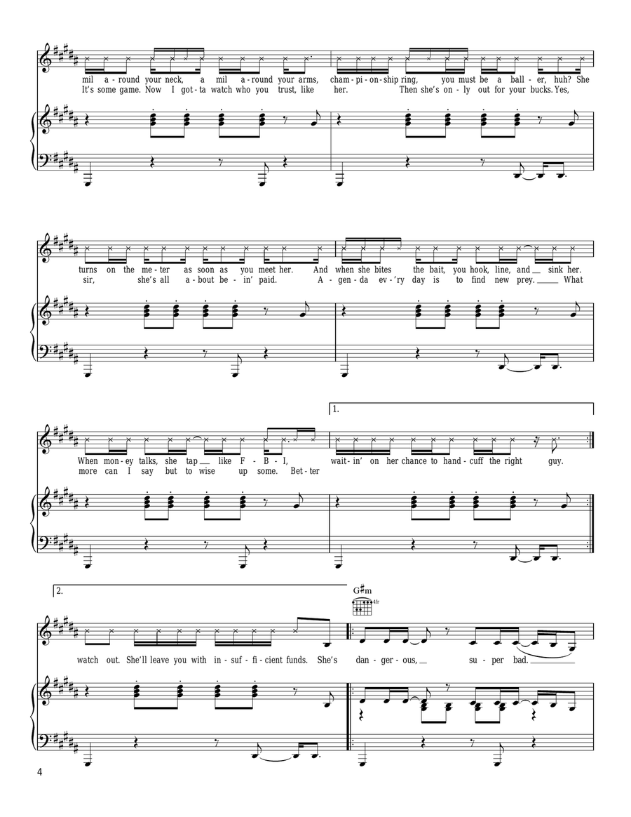 Gold Digger Piano, Vocal, Guitar scores gallery preview page 4