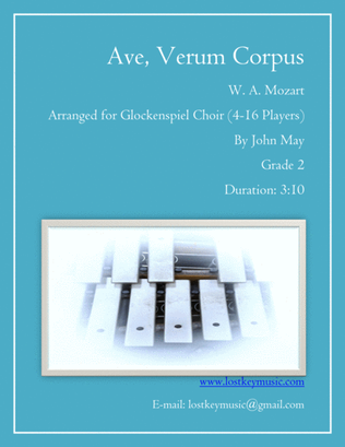 Ave, Verum Corpus-Glockenspiel Quartet or Glockenspiel Choir