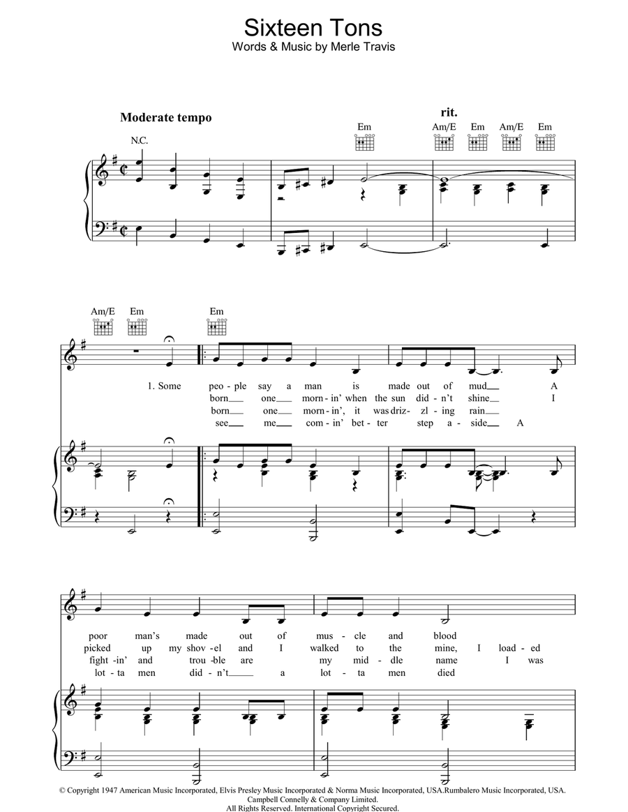Sixteen Tons Acoustic Guitar scores gallery preview page 1