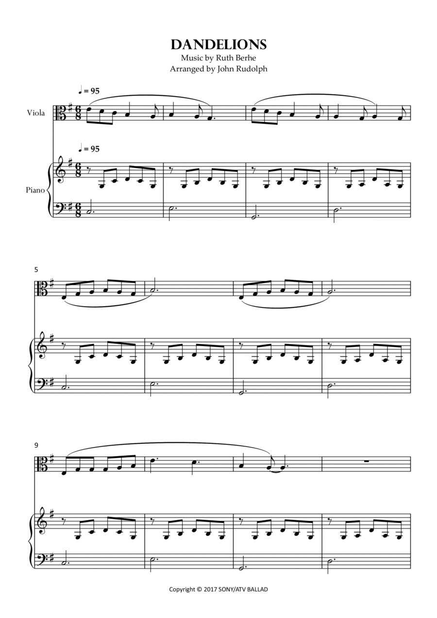 Dandelions Viola scores gallery preview page 1