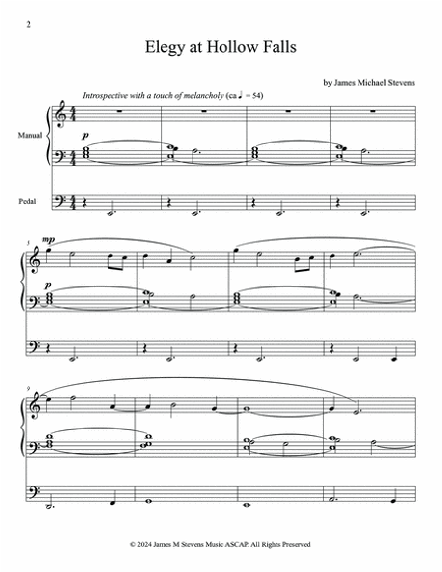 Elegy at Hollow Falls - Organ Solo Organ Solo scores gallery preview page 2