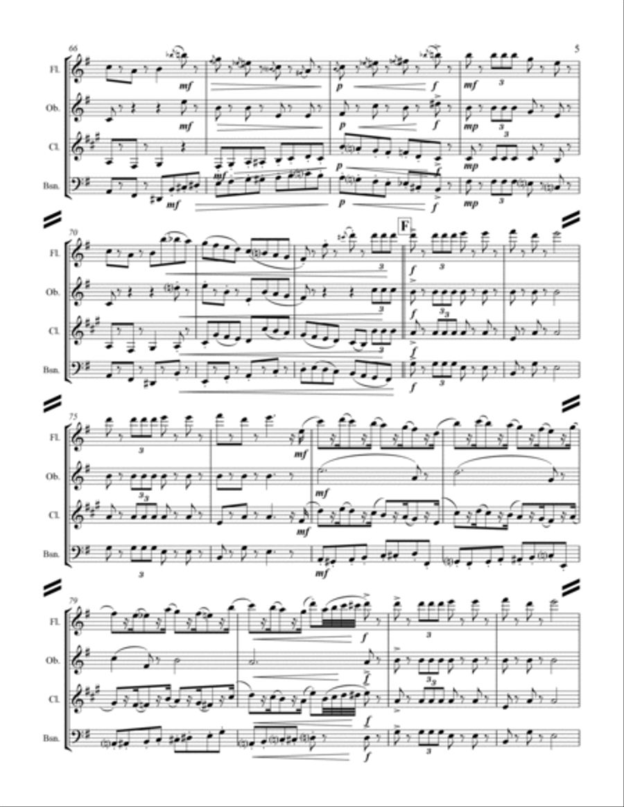 The Nutcracker Suite - 2. Marche (for Woodwind Quartet) Woodwind Quartet scores gallery preview page 6