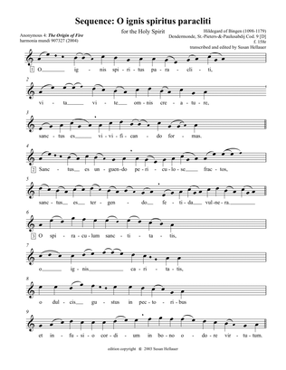 Sequence: O ignis spiritus paraclitus, from Anonymous 4: "The Origin of Fire" - Score Only