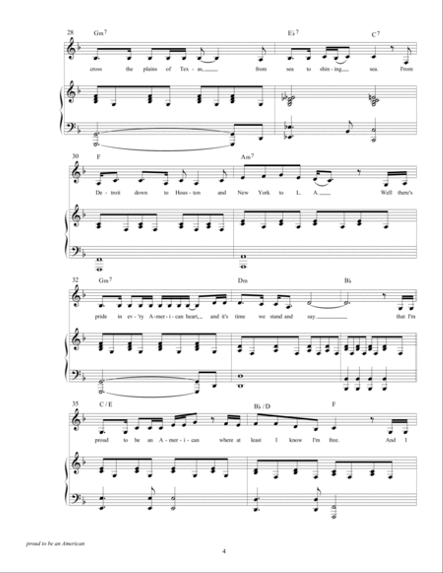 Proud To Be An American Piano, Vocal, Guitar scores gallery preview page 6