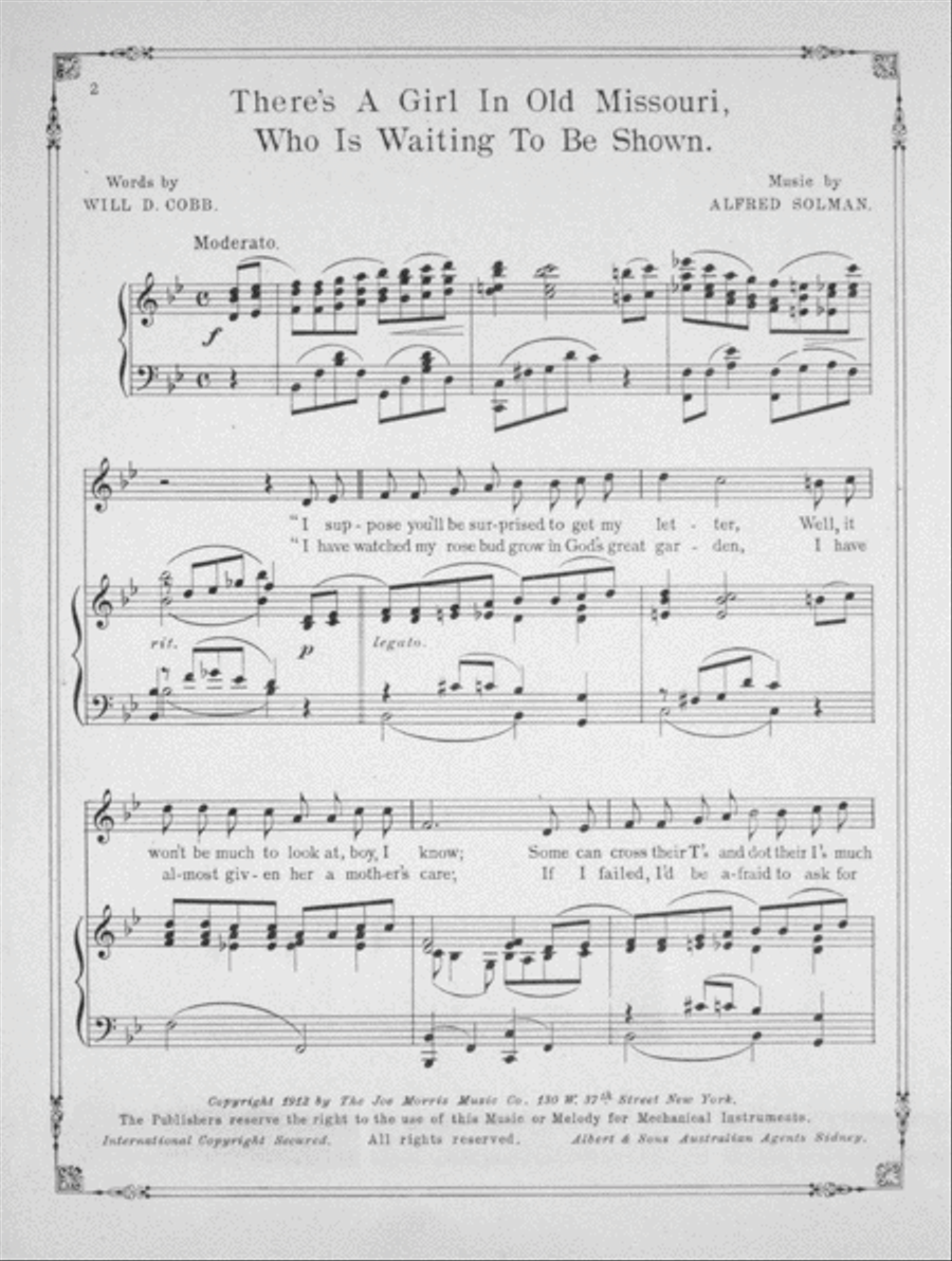 There's a Girl in Old Missouri Who is Waiting to be Shown Voice scores gallery preview page 2